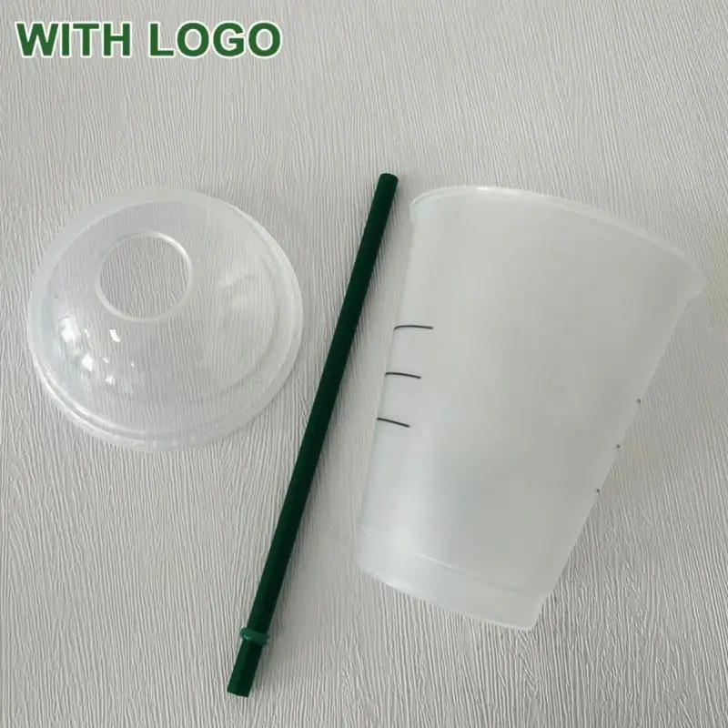

710ml/473ml Straw Cup With With Logo&lid Coffee Cup Reusable Cups Plastic Coffee Mug Tumbler Matte Finish Water Bottle BPA Free