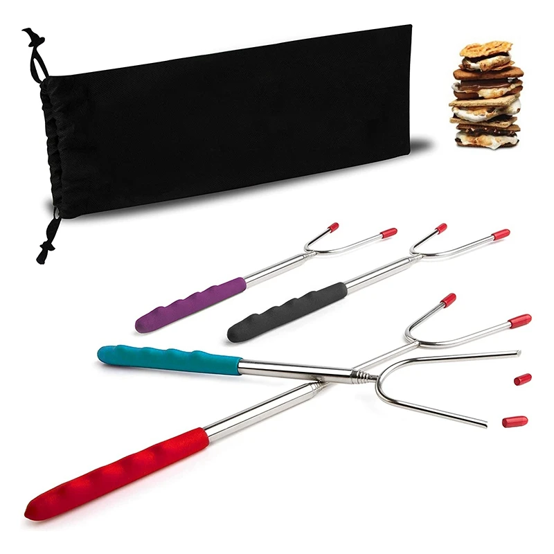 

Бриллиантовые палочки для запекания Marshmallow, выдвижные 34-дюймовые телескопические шпажки из нержавеющей стали для пожарной ямы/кемпинга