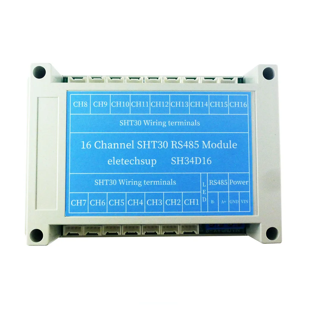 

RS485 Modbus Rtu Board SHT30 SHT3X Sensor Controller Paperless Recorder Module DC 12V 24V 16CH Temperature & Humidity Collector