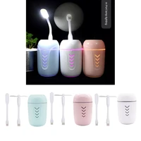 portable mini usb humidifier 200ml low noise humidifier with colors night light and mini fan usb cable
