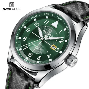 Imported Top Brand Men's Quartz Watches NAVIFORCE Business Luminous Waterproof Clock Leather Strap Wristwatch