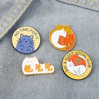 xedz creative cute cat with letter metal lapel badge accessories trendy protection animal paint enamel brooch backpack jewelry