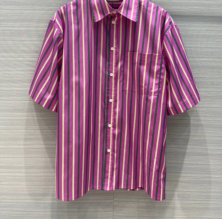 

Luxury Rose Striped Short-sleeved Shirt 2022 Summer New Casual Loose Half-sleeve Mid-length Shirts Top High-end Women's Blouse