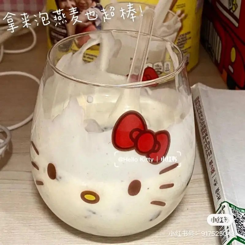 Kawaii Sanrio Hello Kitty Cinnamonroll Cartoon Glass Cold Drink Cup Coffee Mug Cute Milk Juice Cup Best Gift for Festival