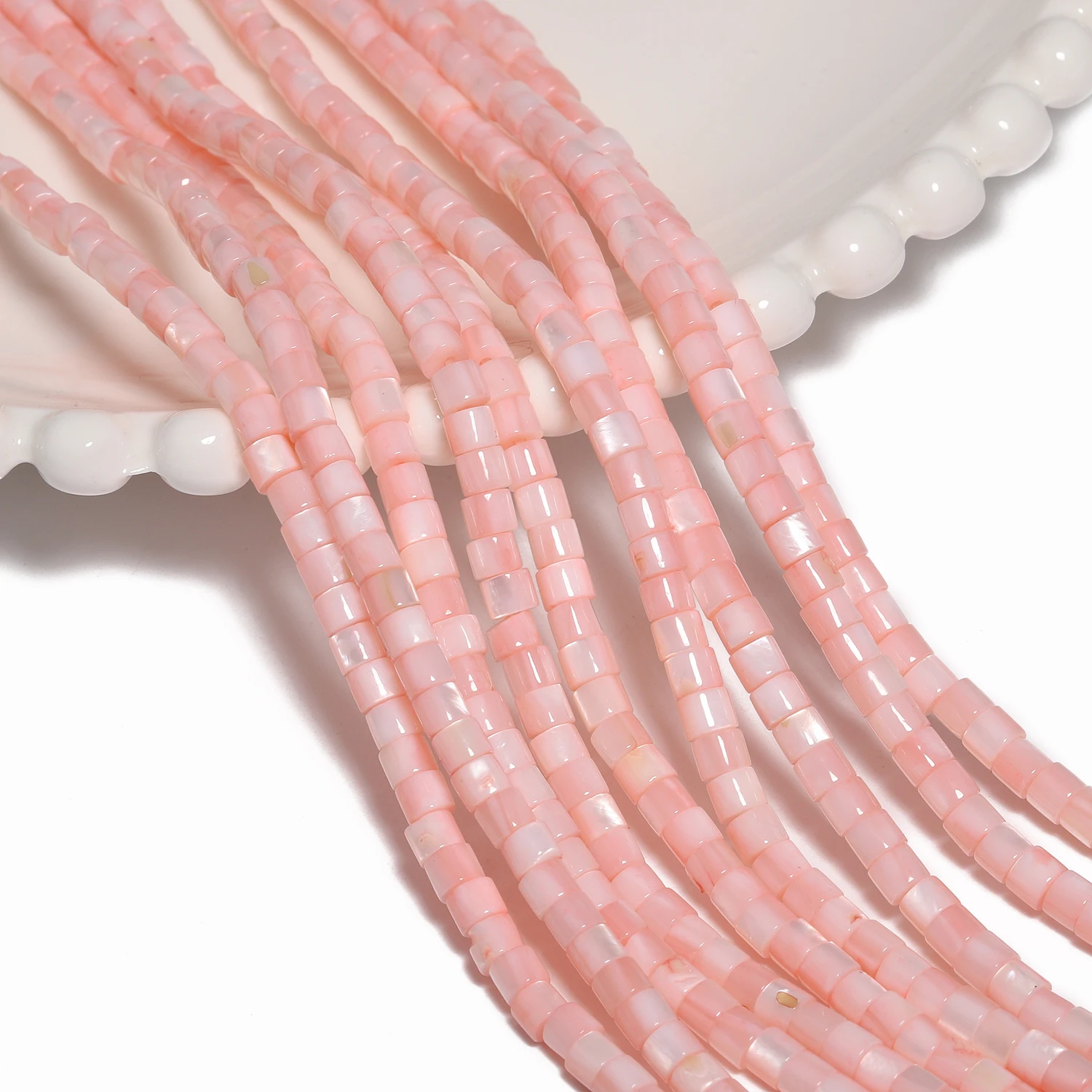 Розовые бусины из натурального камня с жемчугом и ракушками 4x3 мм форма