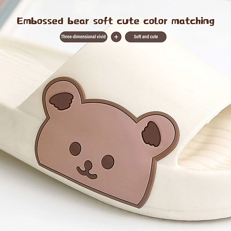 Summer Slippers For Women Children Cute Cartoon Bear Platform Slides Outdoor Indoor Antiskid Footwear Thick Soft Soled Sandals