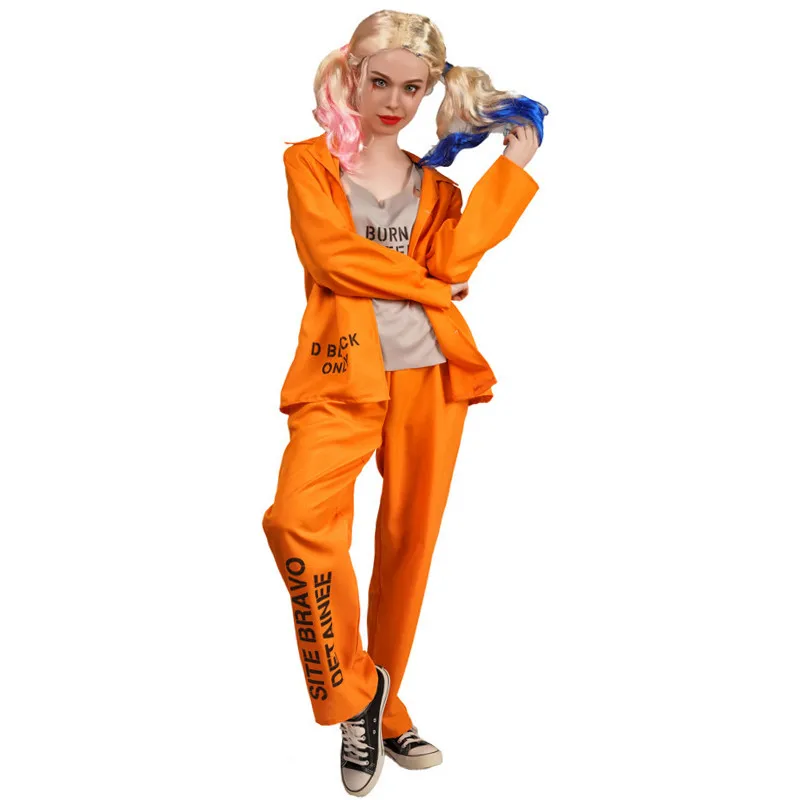 Одежда для влюбленных мужские комбинезоны на Хэллоуин оранжевые заключенные