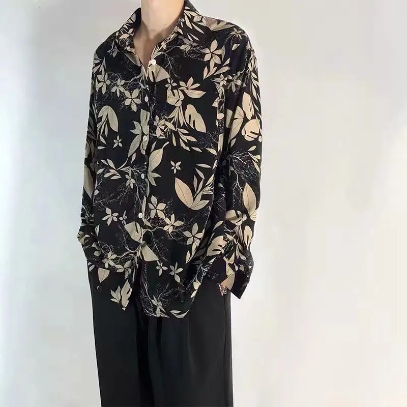 

Retro Long Sleeve Printed Shirt Versatile Loose Trendy Idle Style Shirt