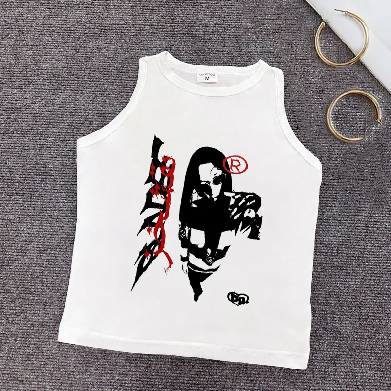

Vintage Y2K Goth Print Tank Top Vintage Streetwear Fairy Grunge Crop Top Girl Graphic 90s Vintage Fairy Cropped Tshirt