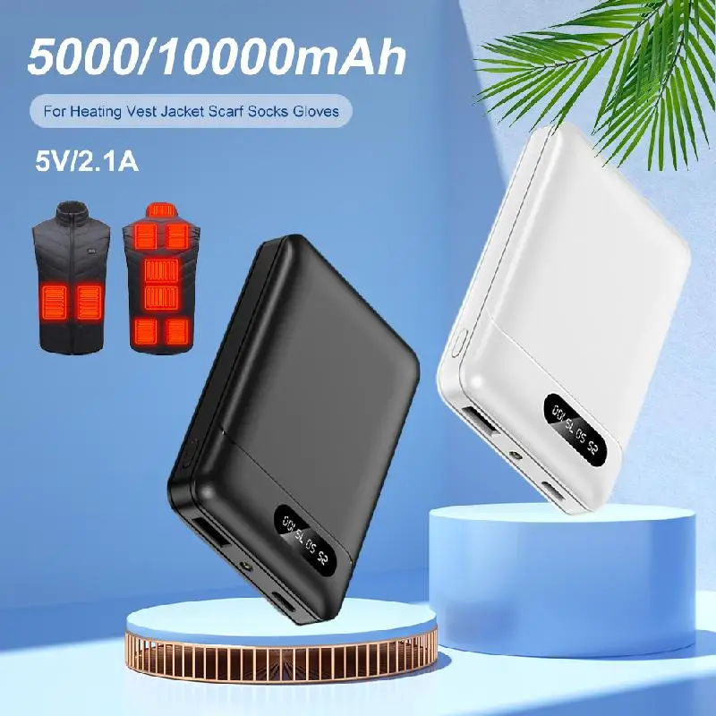 5000 мАч/10000 мАч Power Bank 5 В/2 1 А USB-выход Мини-внешний аккумулятор со светодиодной