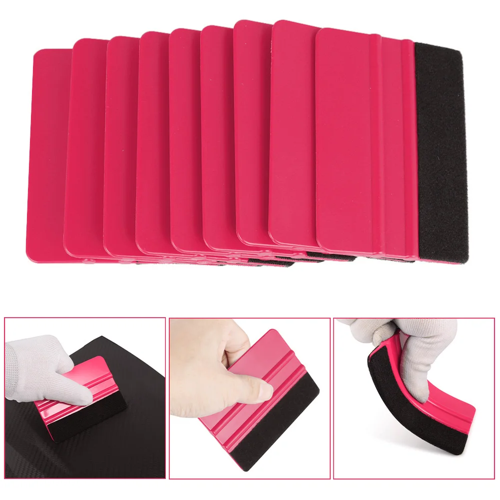 

10Pcs Car Vinyl Wrap Scraper Car Tinting Window Glass Cleaning Tool Soft Felt Squeegee Film Packaging