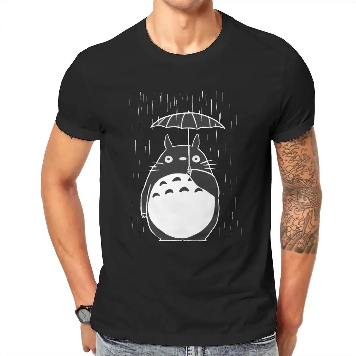 My Neighbor Totoro Cartoon Studio Ghibli  Men's T Shirt Anime Miyazaki Hayao Vintage Tees T-Shirts 100% Cotton Graphic Tops