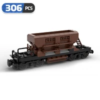 moc technical german freight locomotive gravel side dumper wagon building block railway train constructor bricks children toys