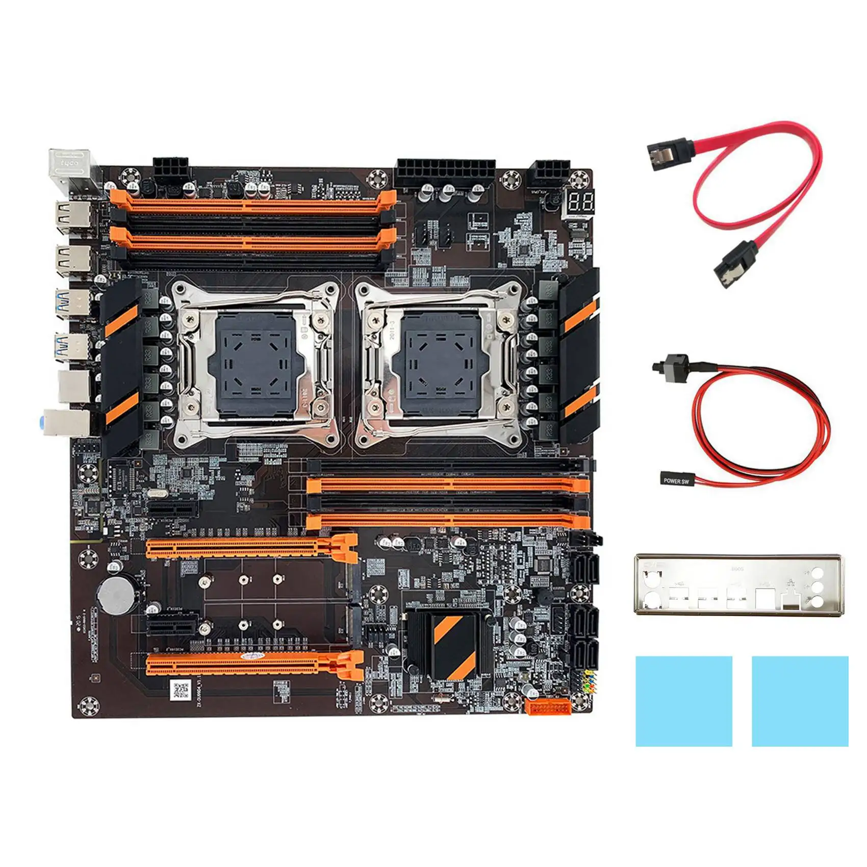 

X99 Motherboard Dual CPU Slot+SATA Cable+Switch Cable+Baffle+2XThermal Pad LGA 2011 DDR4 SATA 3.0 Support 2011-V3 CPU
