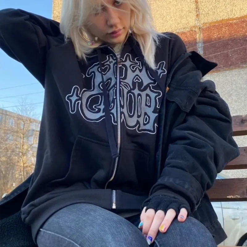 

Худи в готическом стиле Y2K, одежда в стиле панк, свитшот на молнии в стиле оверсайз, винтажное Мужское пальто в стиле хип-хоп, куртка в стиле 90-...