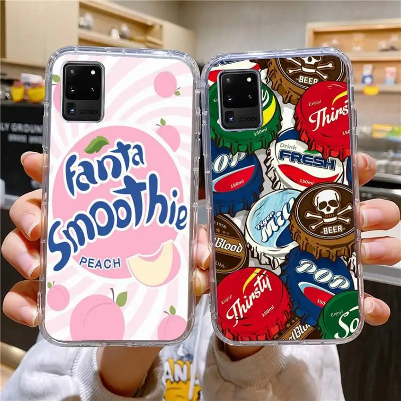 

Soda Coffee Drink Phone Case For Samsung Galaxy S10 S10e S8 S9 Plus S7 A70 Edge Note10 Transparent Cove