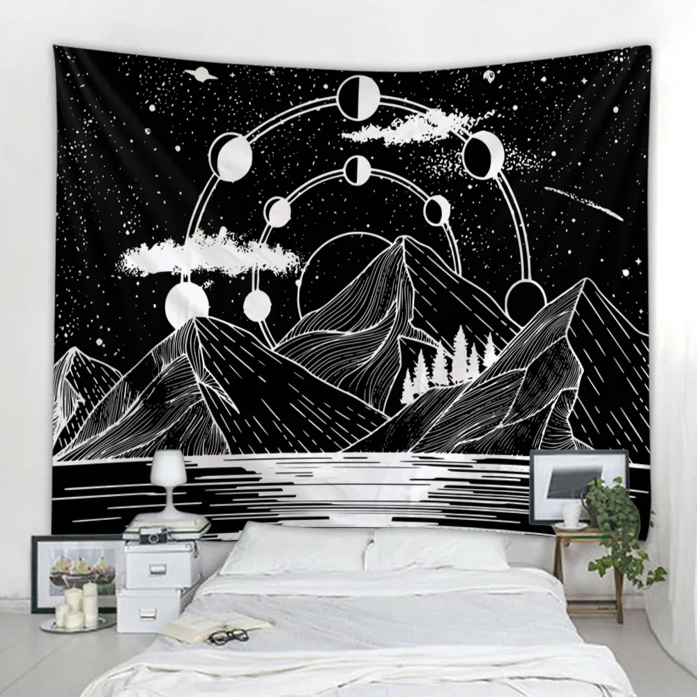 

Mountains under the moonr printing big wall mounted cheap hippie wall hanging bohemian wall tapestry mandala wall art decoration