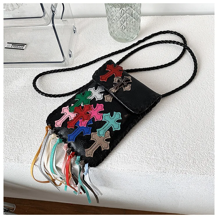 

Кожаные сумки ручной работы с кисточками, богемная пляжная сумка, новинка 2022, женская сумка через плечо, маленький кошелек для девушек, Bolsos ...