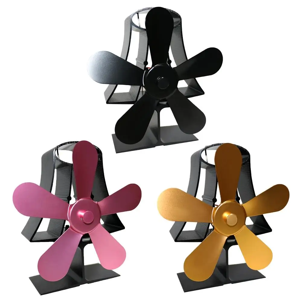 

5 Blades Fireplace Fan Low Noise Heat Sink Burner Cooking Stove Thermal Heat Power Fan Aluminum Ventilation Device