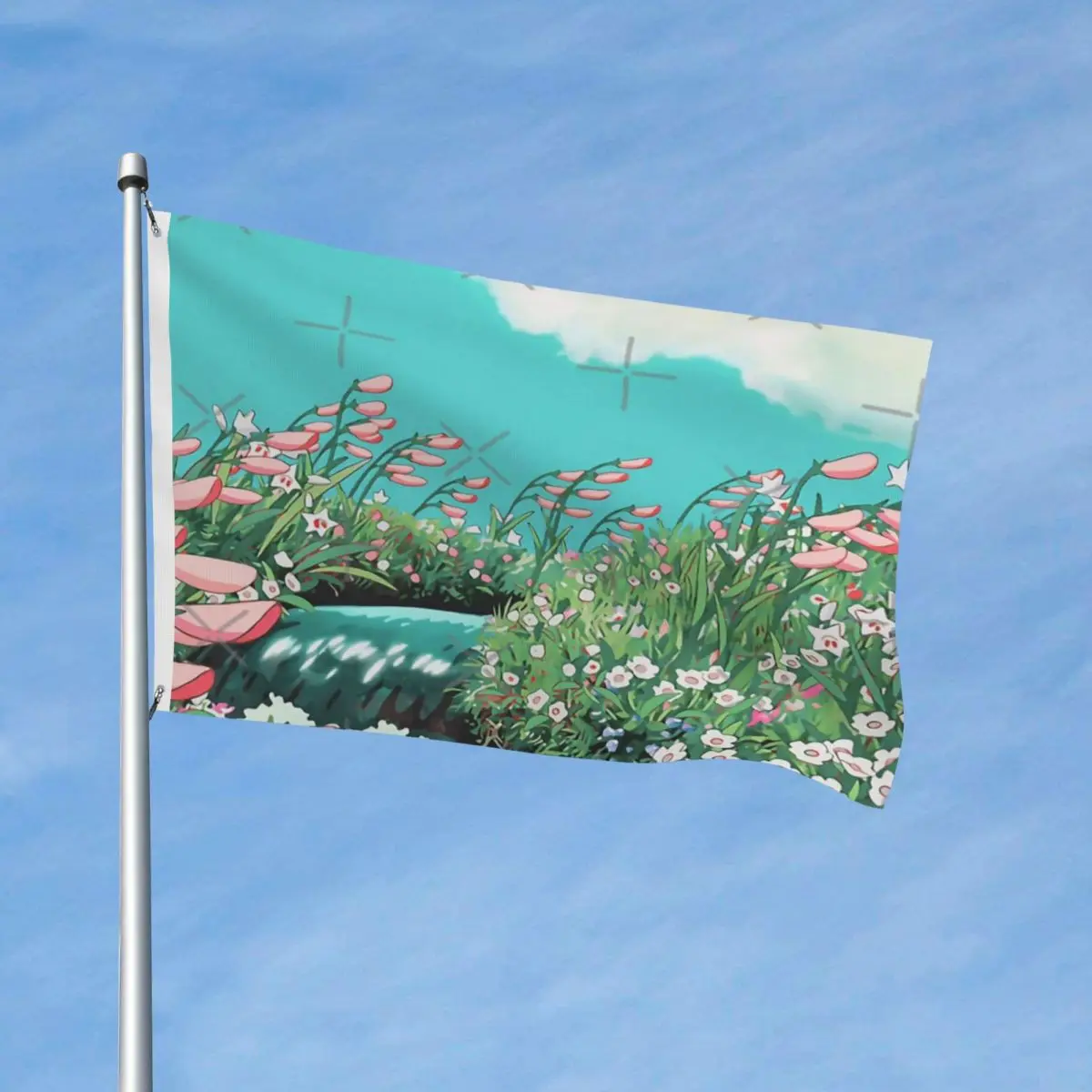 

Аниме цветы на реке флаг полиэстер легко повесить яркие цвета полиэстер драпировка без запаха настраиваемый