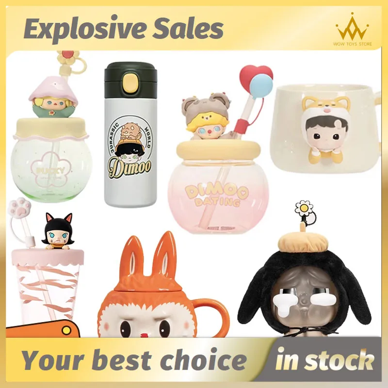 Поп Март Стеклянная чашка для воды Dimoo Соломенная Labubu милая кружка Керамическая