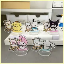 산리오 쿠로미 마이멜로디 시나모롤 데스크탑 영감 학습 스탠드 카드, 아크릴 노트 클립, 재미있는 크리에이티브 피규어