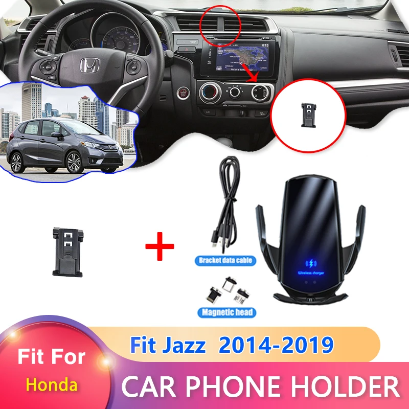 

Car Mobile Phone Holder for Honda Fit Jazz GK5 2014 2015 2016 2017 2018 2019 Bracket Rotatable Support Accessories for Iphone LG