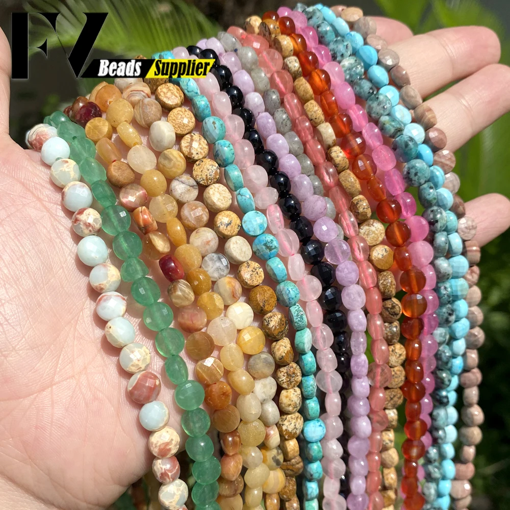 

Бусины из нефрита, граненые бусины из натурального камня, плоские и круглые Агаты, кристалл, бирюза, для изготовления ювелирных изделий «сде...