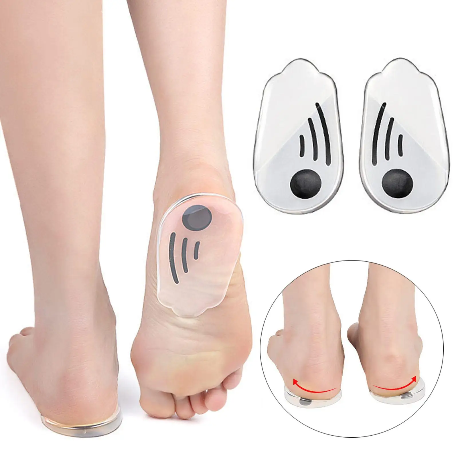 Orthopedic Insoles with Magnets Medial & Lateral Heel Shoe Inserts for Men Women Plantar Fasciitis Height Increase Transparent