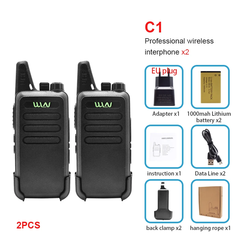 WLN KD C1 mini walkie talkie professional 1 or 2 UHF 400-470mHz supporting 16-channel Ham CB radio walkie talkie long range