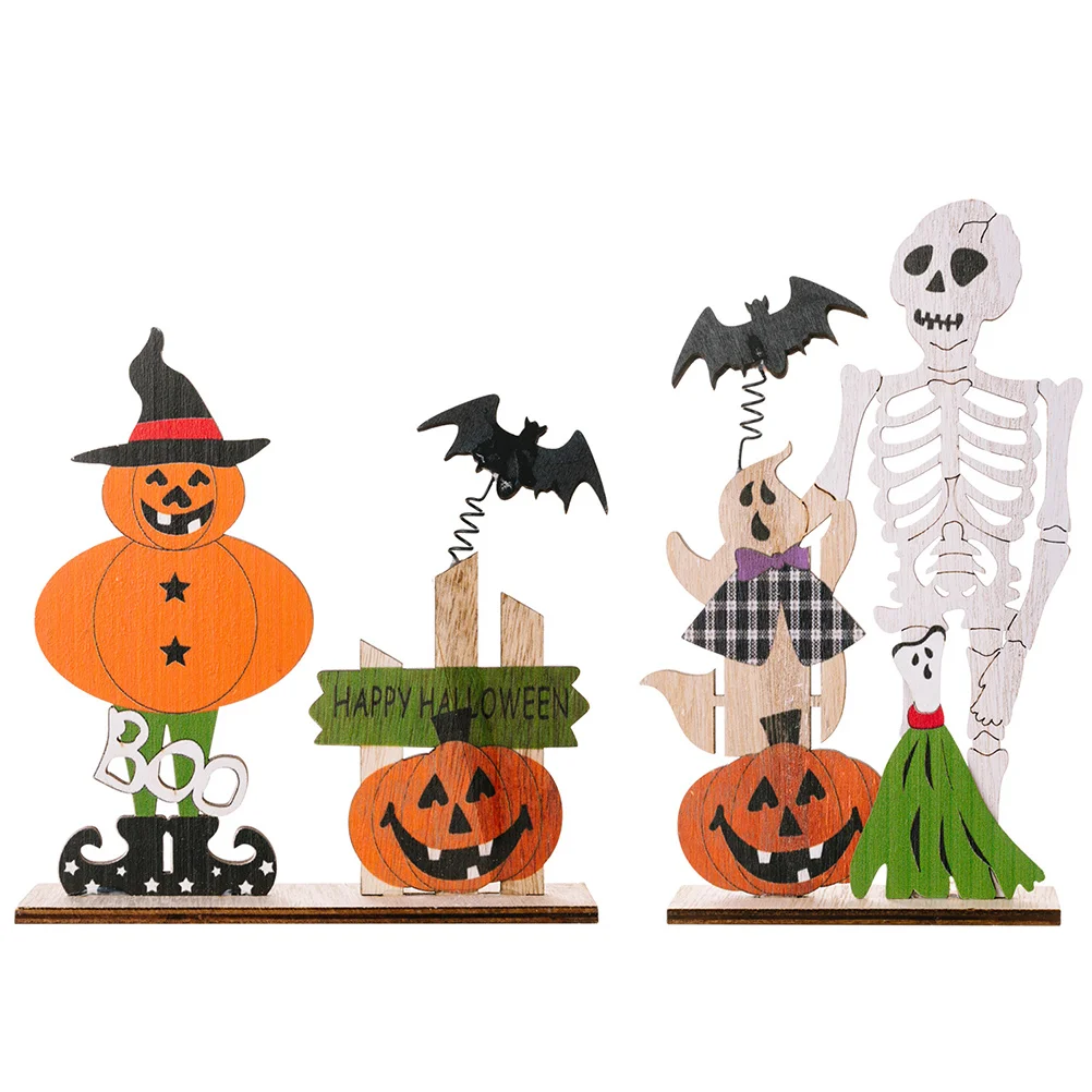 

2 шт. украшения на Хэллоуин, центральный знак, украшение стола для комнаты, искусственные деревянные украшения