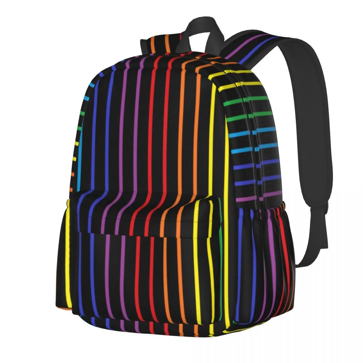 

Vertical Rainbow Backpack Red Blue Purple Green Stripes Cycling Backpacks Gril Kawaii School Bags High Quality Soft Rucksack