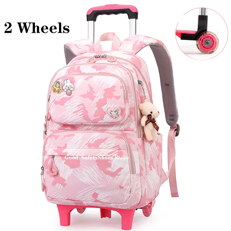 

For Trolley School Removable For Bags Bookbags Wheeled Backpack Children Girls Kids School School Rolling School Bag Girls