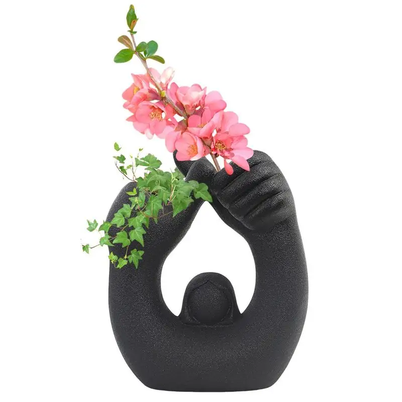 

Style Ceramics Vase Modern Creative Hand Vase Flowers Arrangement Home Decor Office Desktop Living Room Ornament Gifts