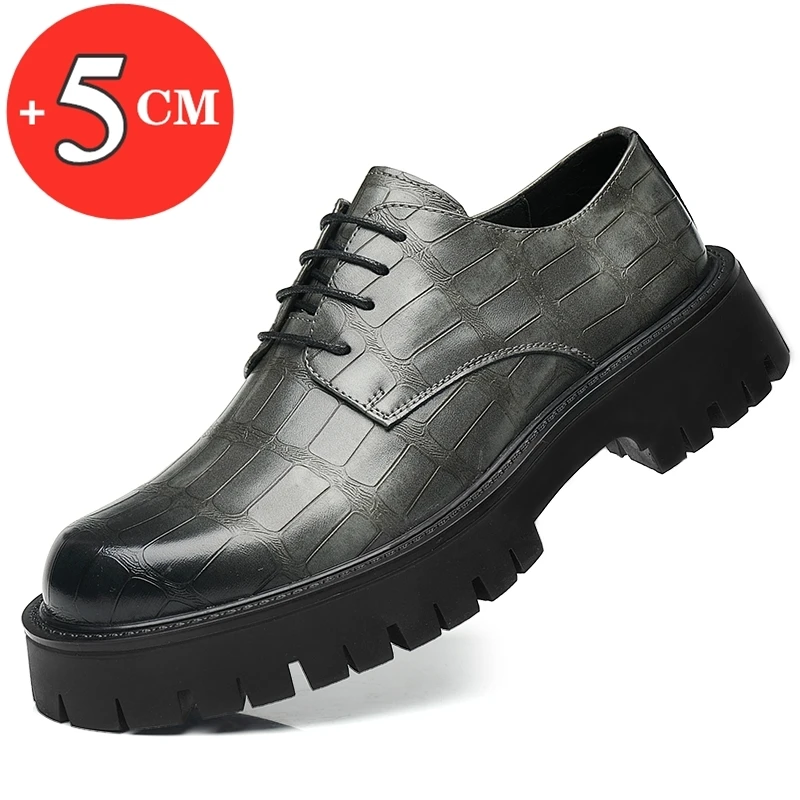 

5CM Increased Men Martin Shoes Dress Shoes Big Toe Thick Sole Men's Business Casual Shoes Man Lifted Oxfords Height Increasing