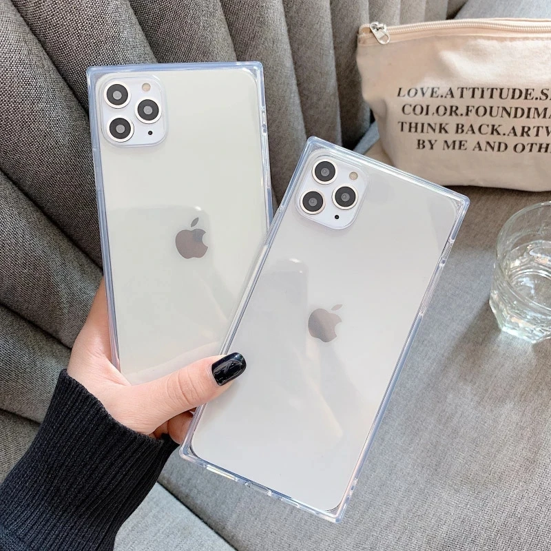 

Square Design Phone Case For iPhone 11 12 13 Pro X XR XS Max 6 6s 7 8 Plus SE 2020 Fashion Candy Color Clear Soft TPU Phone Case