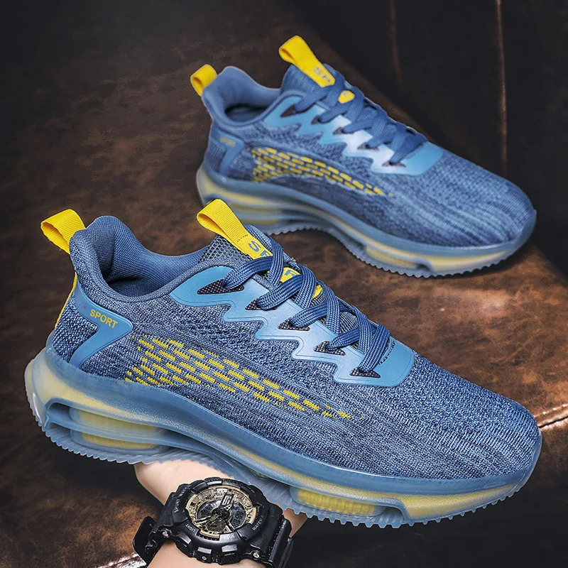 New Men's Mesh Breathable Sneakers Low-top Lightweight Trend Running Shoes Anti Skid Comfortable Outdoor Casual Sports Shoes