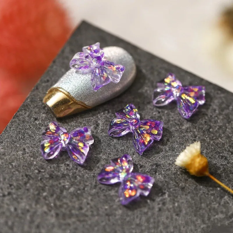 20 шт. подвески для ногтей AB Aurora Mocha Bow Nail Art Resin 3D Flat Back Bow-Knot 11 мм |
