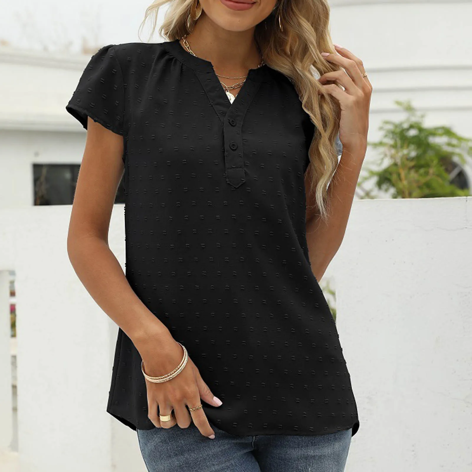 

Woman Blouses 2022 Short Sleeve Button T Shirt Women Sweetshirts Summer T-shirts for Women 2022 Year Office Lady Toppies