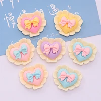 10pcs new cute mini heart bow flat back resin cabochons scrapbooking diy jewelry craft decoration accessories