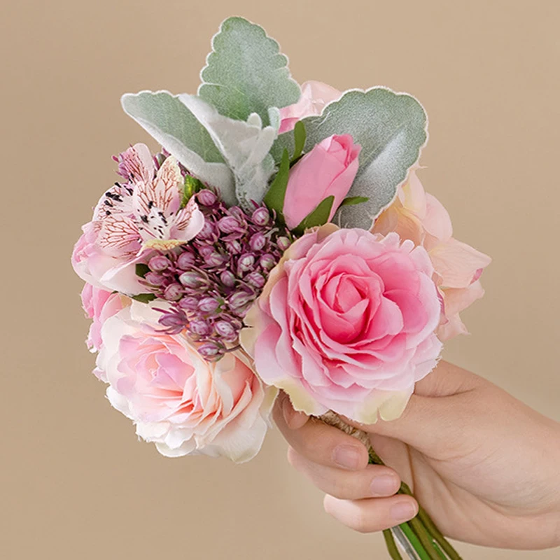 

Pink Artificial Silk Flowers Wedding Home Living Room Table Decor Big Rose Bouquet Ins Photography Props Wholesale Fake Plants
