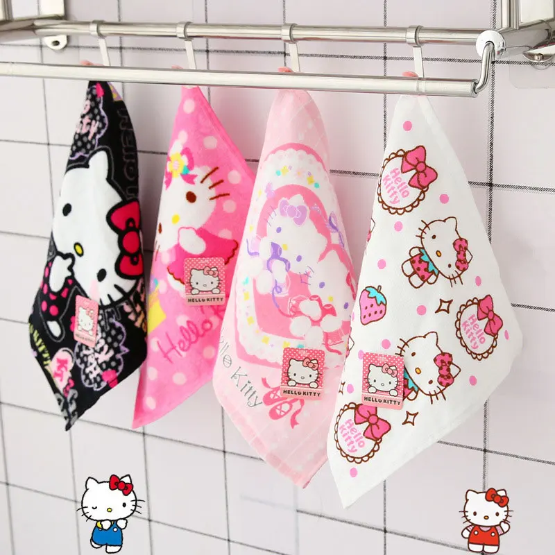 

Полотенце Kawaii Sanrio, Hello Kitty, мультяшная девушка, абсорбирующий мягкий хлопковый носовой платок, детское мини-полотенце, полотенце для лица, товары для дома