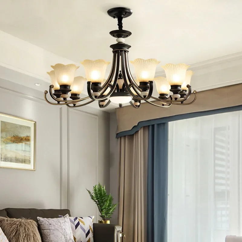 Американская Ретро Люстра Для Гостиной Черное Железо Искусство Простой и