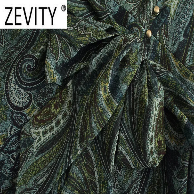 Новинка от Zevity женское винтажное мини-платье-рубашка с Пейсли тотемным цветочным