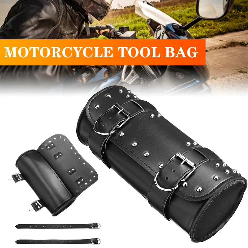 

Black Motorcycle Tool Bag Front Fork Handlebar Saddlebag Roll Barrel Racing Tail Barrel Storage