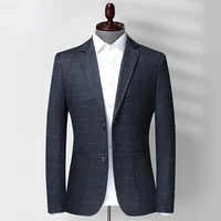 high quality mens plaid suit mens middle aged and young korean style slim casual suit jacket mens formal jacket men clothing