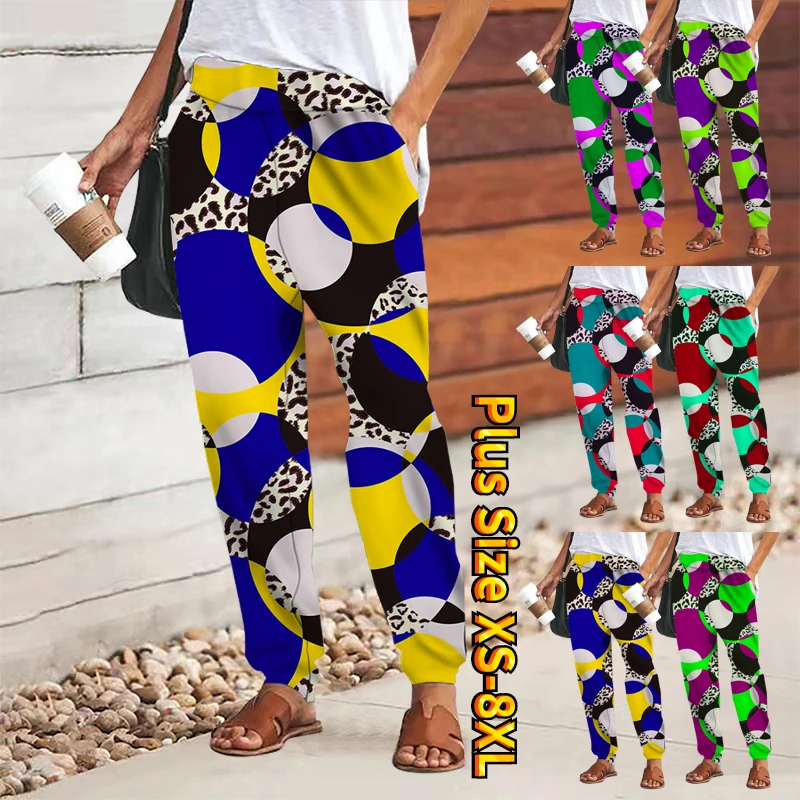 

Новые женские спортивные брюки, повседневные/спортивные свободные брюки со средней талией и эластичным поясом, удобные повседневные брюки полной длины с графическим принтом для выходных