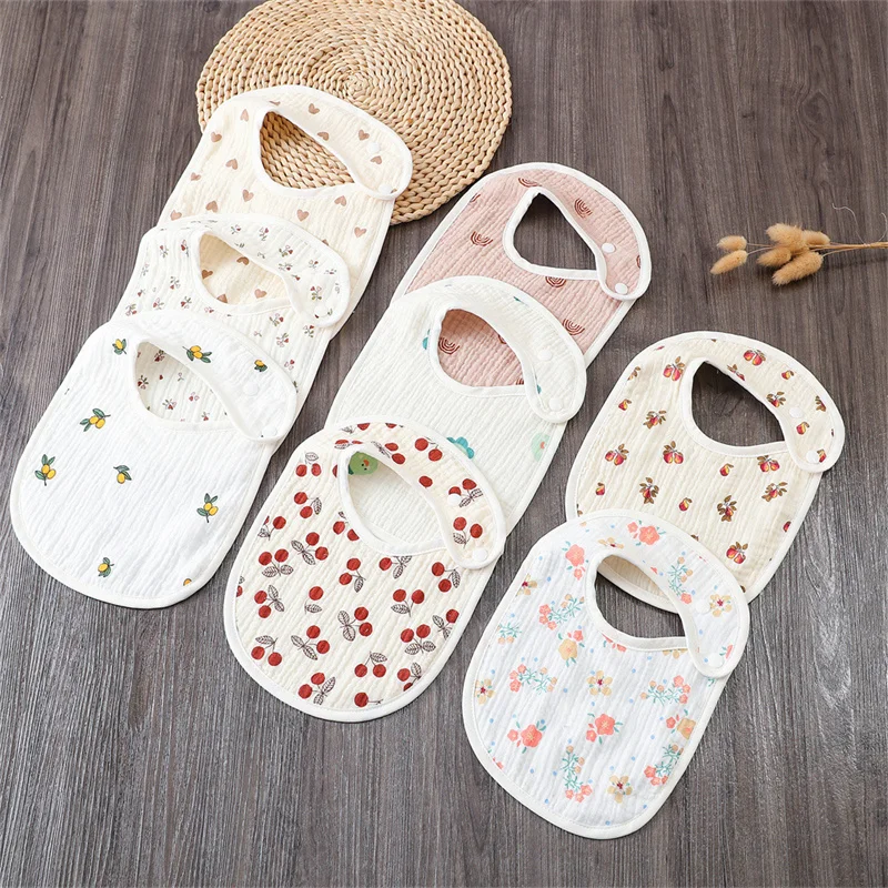 

New Children Rainbow Printed Drool Towel Baby Bibs Cotton Newborn Infant Feeding Bib Saliva Towel for Girls and Boys Shower Gift