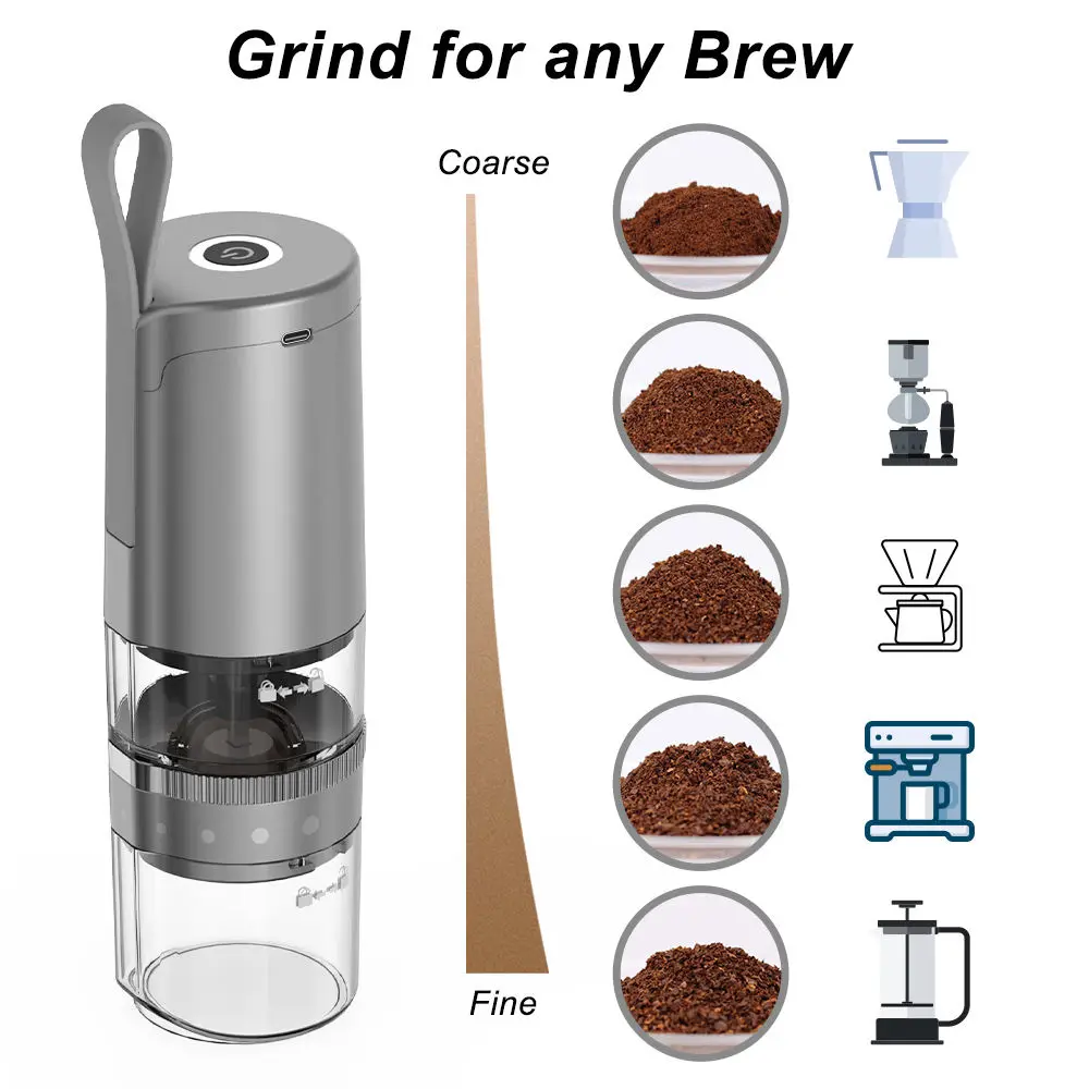 USB Charging Coffee Bean Grinder Electric Coffee Grinder Mini Stainless Steel Coarse Grains Grinding Machine Kitchen Grind Tools