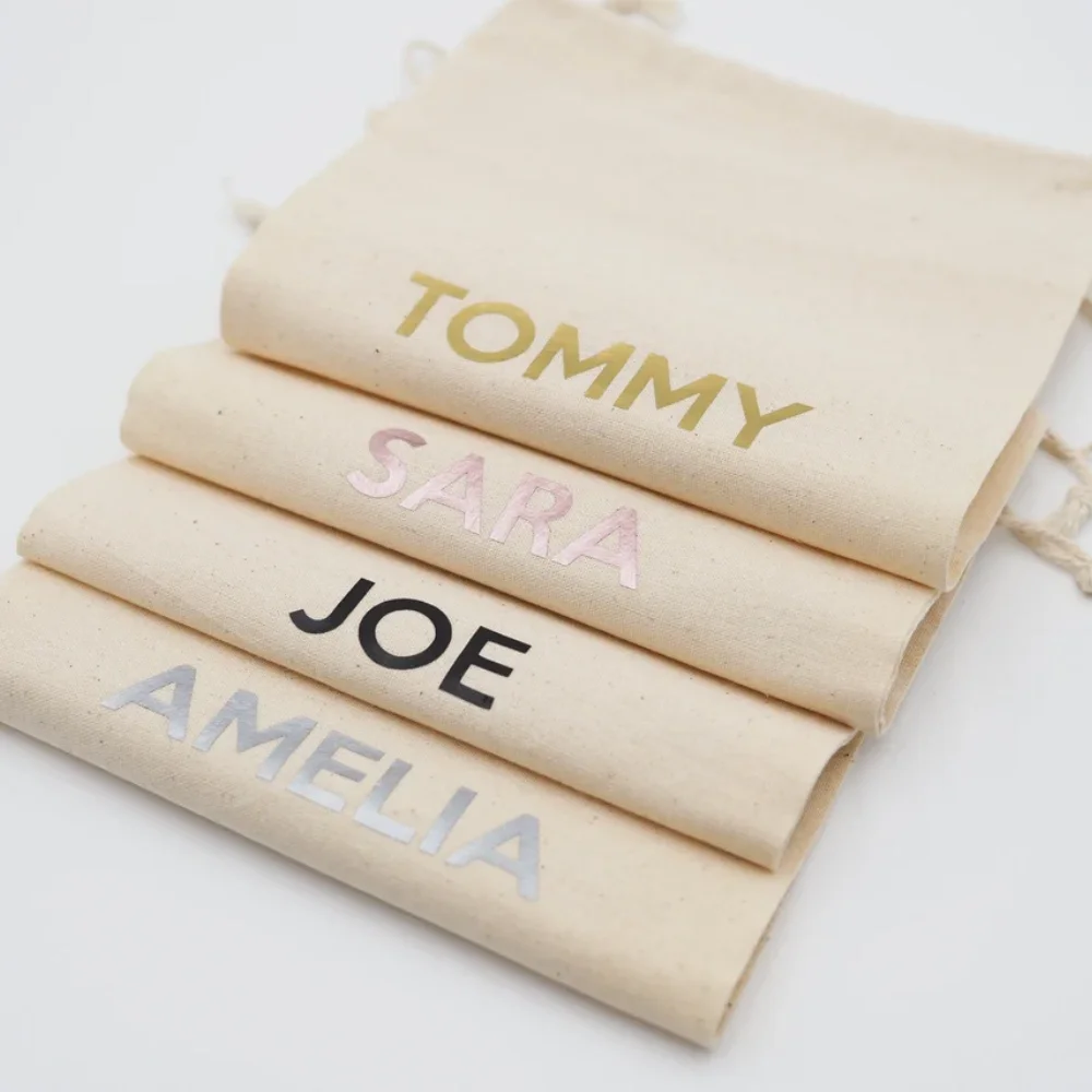 20 шт. персонализированные сувенирные сумки с текстом хлопковые мешочки на шнурке